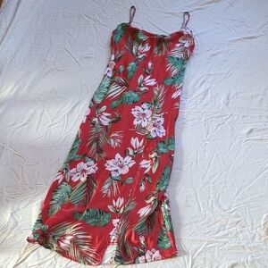 Floral Red Slip Dress